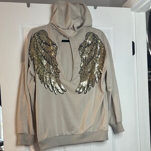 Sequin Wing Embellished Hoodie